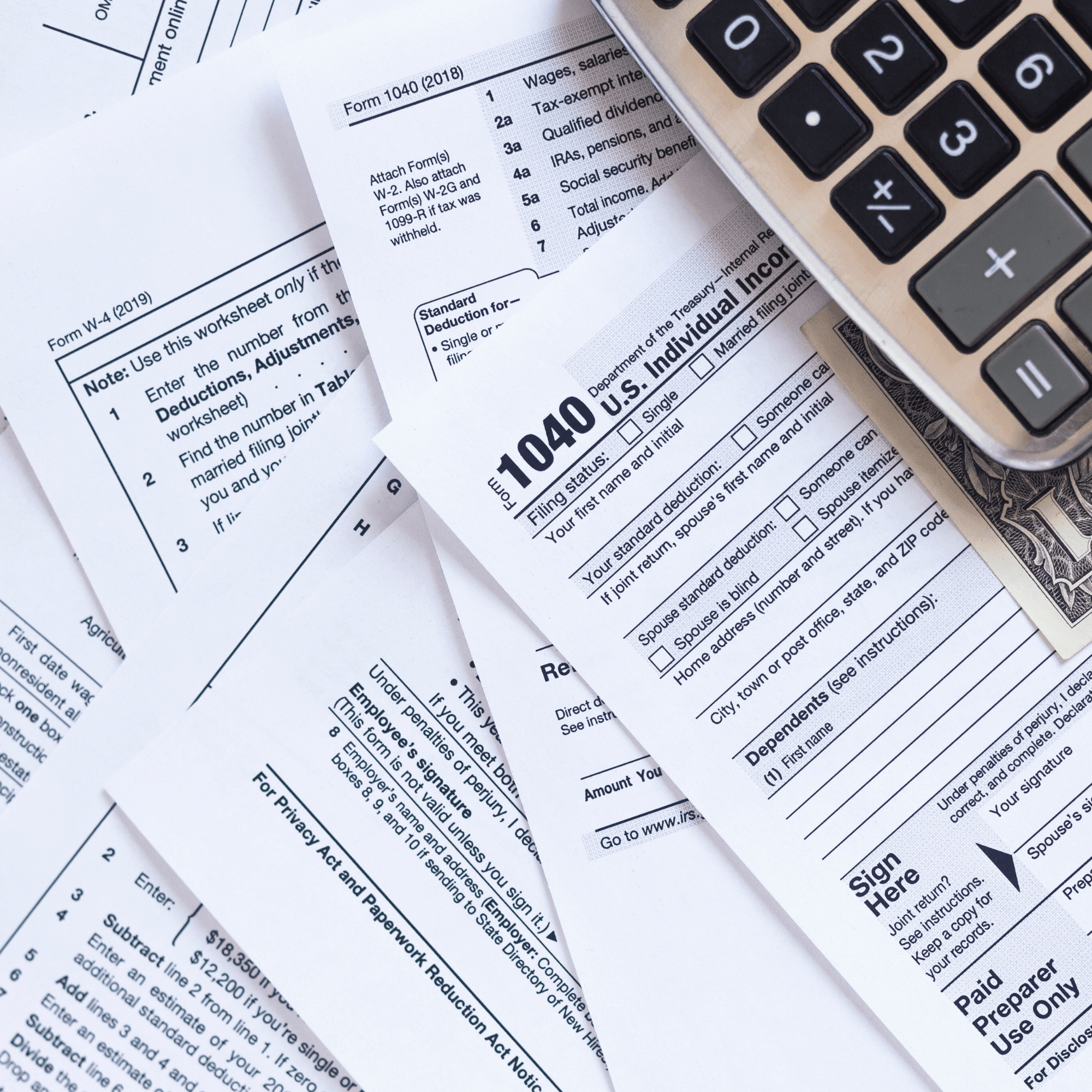 image of tax returns to illustrate tax preparation as a service